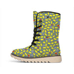 Frog Faces Pattern Print Winter Boots