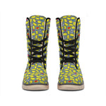 Frog Faces Pattern Print Winter Boots