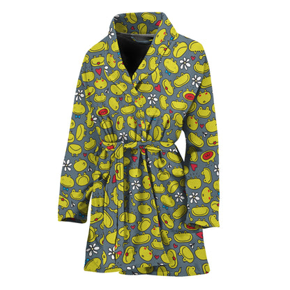Frog Faces Pattern Print Women's Bathrobe