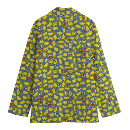 Frog Faces Pattern Print Women's Blazer