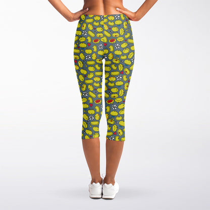 Frog Faces Pattern Print Women's Capri Leggings
