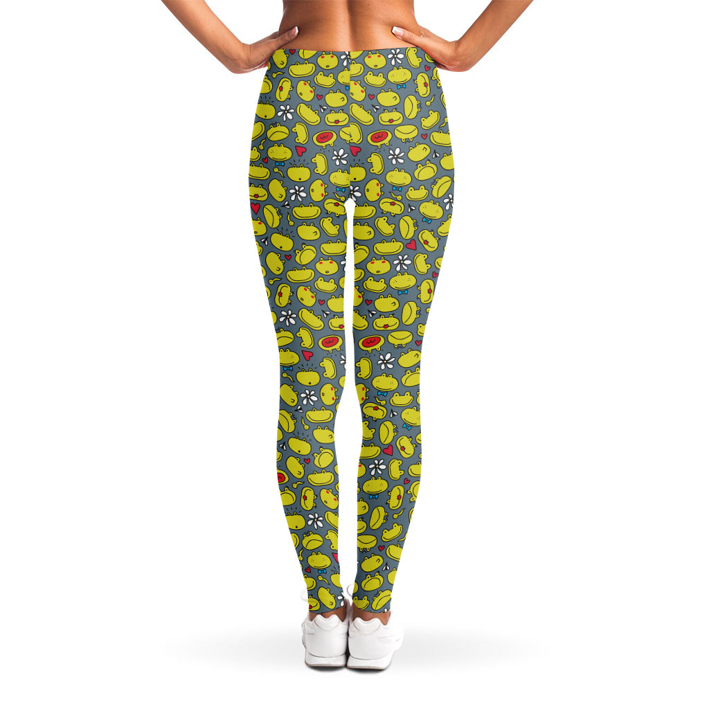 Frog Faces Pattern Print Women's Leggings