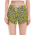 Frog Faces Pattern Print Women's Split Running Shorts
