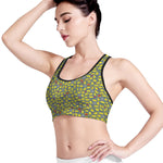 Frog Faces Pattern Print Women's Sports Bra