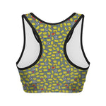Frog Faces Pattern Print Women's Sports Bra