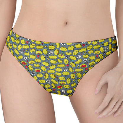 Frog Faces Pattern Print Women's Thong