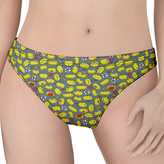 Frog Faces Pattern Print Women's Thong