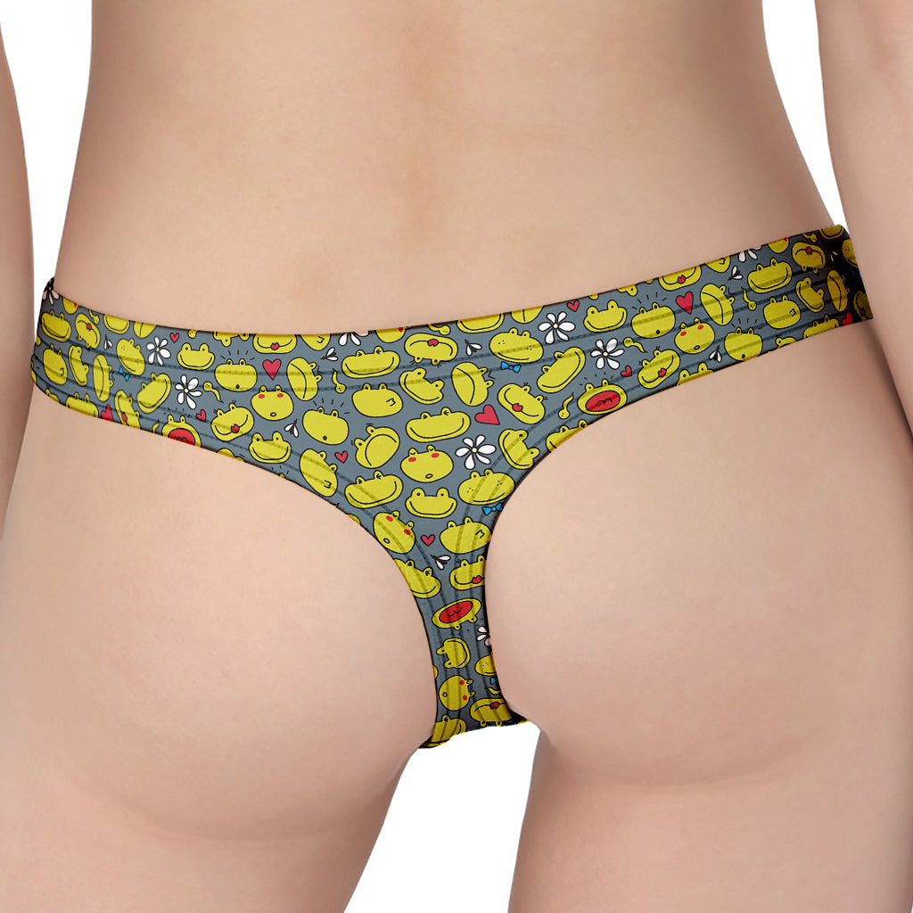 Frog Faces Pattern Print Women's Thong