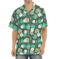 Frogs And Water Lilies Pattern Print Aloha Shirt