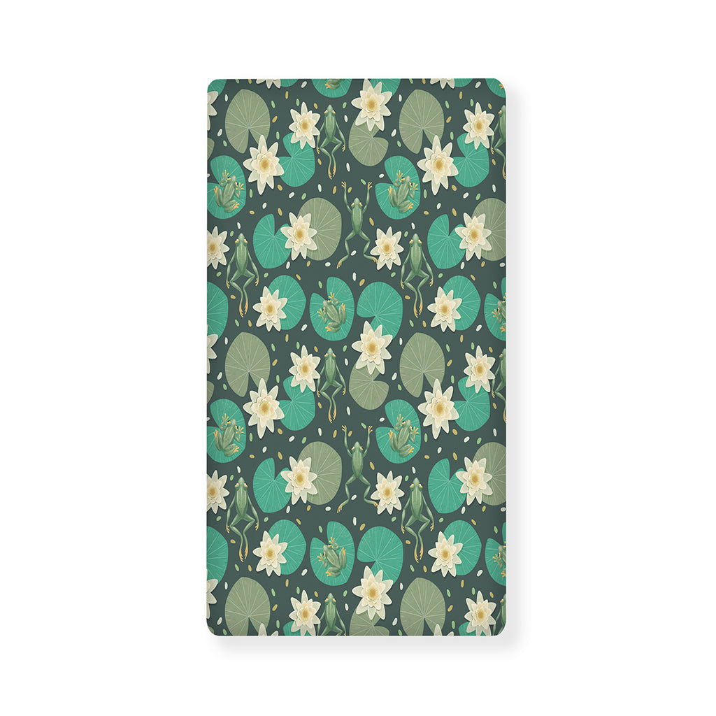 Frogs And Water Lilies Pattern Print Baby Crib Sheet