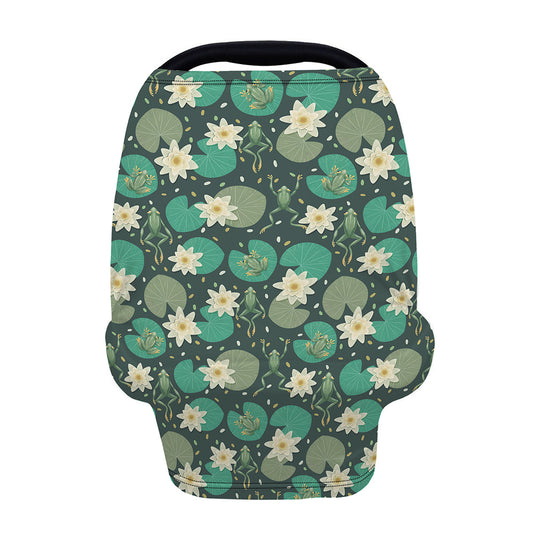 Frogs And Water Lilies Pattern Print Baby Seat Cover
