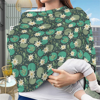 Frogs And Water Lilies Pattern Print Baby Seat Cover