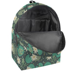 Frogs And Water Lilies Pattern Print Backpack
