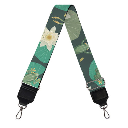 Frogs And Water Lilies Pattern Print Bag Strap