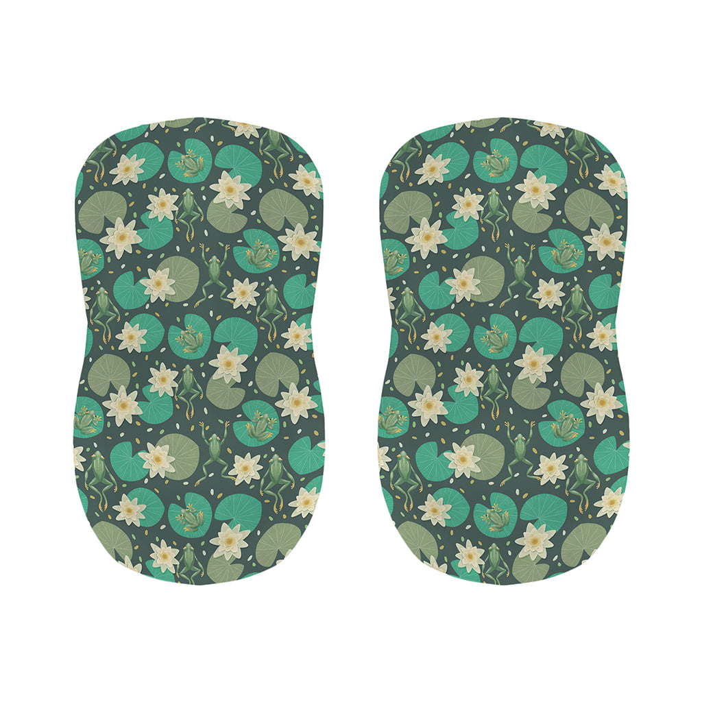 Frogs And Water Lilies Pattern Print Bar Stool Covers