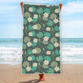 Frogs And Water Lilies Pattern Print Beach Towel