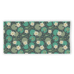 Frogs And Water Lilies Pattern Print Beach Towel