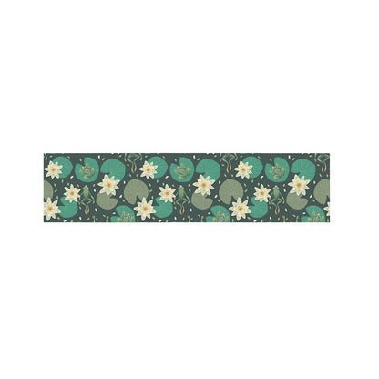 Frogs And Water Lilies Pattern Print Bed Runner