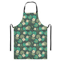 Frogs And Water Lilies Pattern Print Bib Apron With Pocket