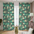 Frogs And Water Lilies Pattern Print Dimout Pencil Pleat Curtains