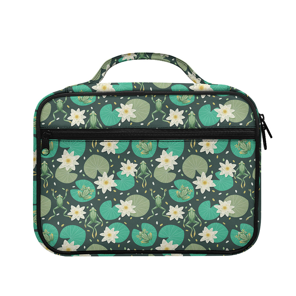 Frogs And Water Lilies Pattern Print Briefcase Bible Bag