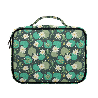 Frogs And Water Lilies Pattern Print Briefcase Bible Bag