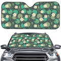 Frogs And Water Lilies Pattern Print Car Windshield Sun Shade