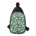 Frogs And Water Lilies Pattern Print Sling Bag