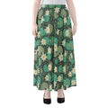 Frogs And Water Lilies Pattern Print Chiffon Maxi Skirt