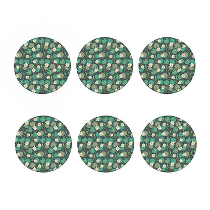 Frogs And Water Lilies Pattern Print Coaster Set