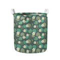 Frogs And Water Lilies Pattern Print Collapsible Laundry Basket