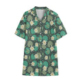 Frogs And Water Lilies Pattern Print Cotton Hawaiian Shirt