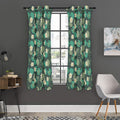 Frogs And Water Lilies Pattern Print Grommet Curtain Panels