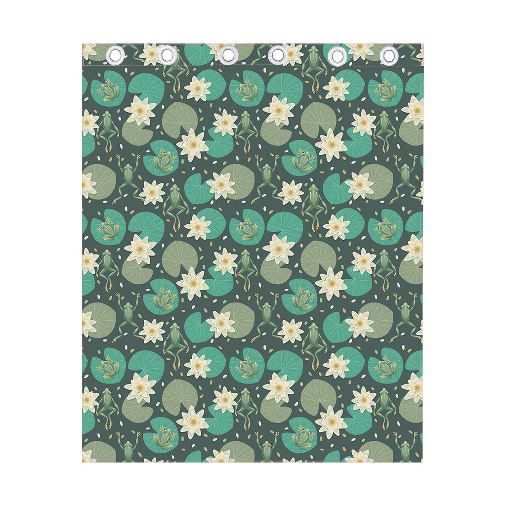 Frogs And Water Lilies Pattern Print Curtain