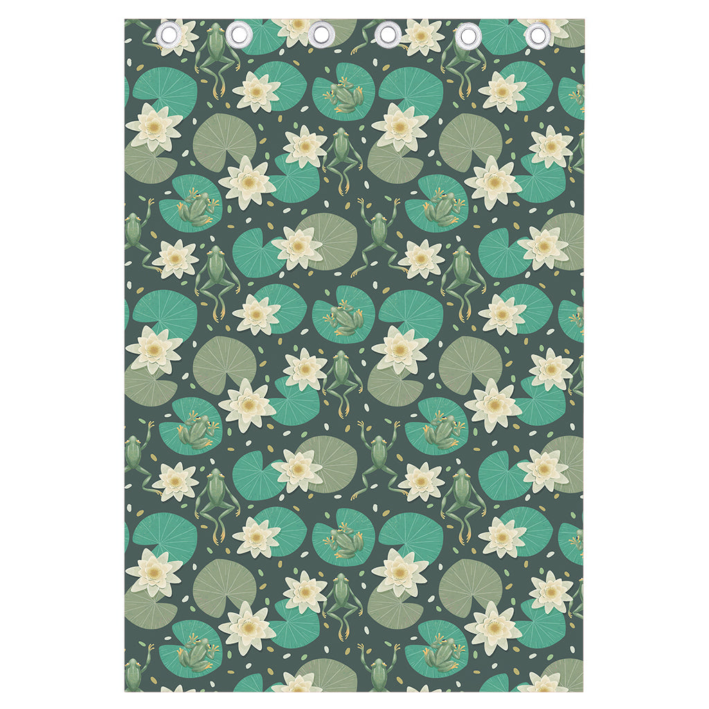 Frogs And Water Lilies Pattern Print Curtain