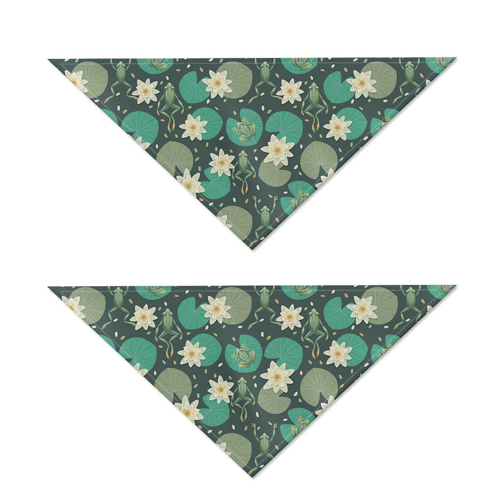 Frogs And Water Lilies Pattern Print Dog Bandana