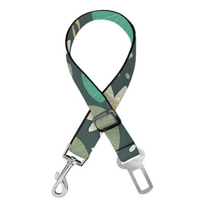 Frogs And Water Lilies Pattern Print Dog Seat Belt