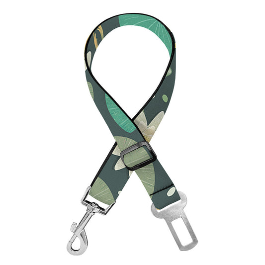 Frogs And Water Lilies Pattern Print Dog Seat Belt