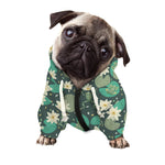 Frogs And Water Lilies Pattern Print Dog Zip Up Hoodie