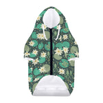 Frogs And Water Lilies Pattern Print Dog Zip Up Hoodie
