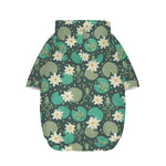 Frogs And Water Lilies Pattern Print Dog Zip Up Hoodie