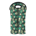 Frogs And Water Lilies Pattern Print Double Neoprene Wine Tote