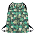 Frogs And Water Lilies Pattern Print Drawstring Backpack
