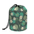 Frogs And Water Lilies Pattern Print Drawstring Makeup Bag