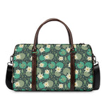 Frogs And Water Lilies Pattern Print Duffle Bag