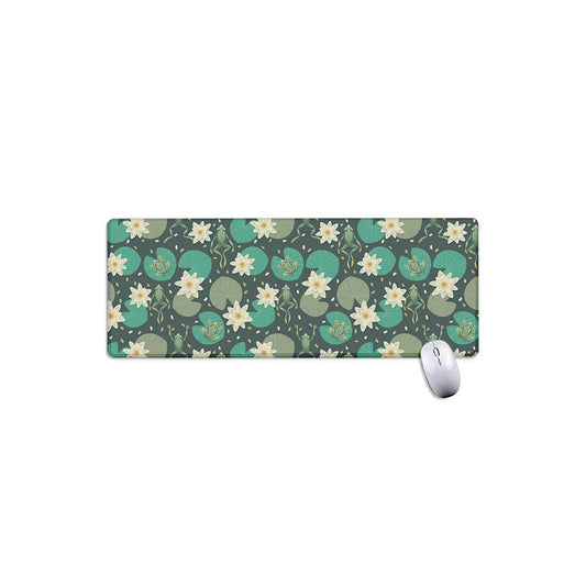 Frogs And Water Lilies Pattern Print Extended Mouse Pad