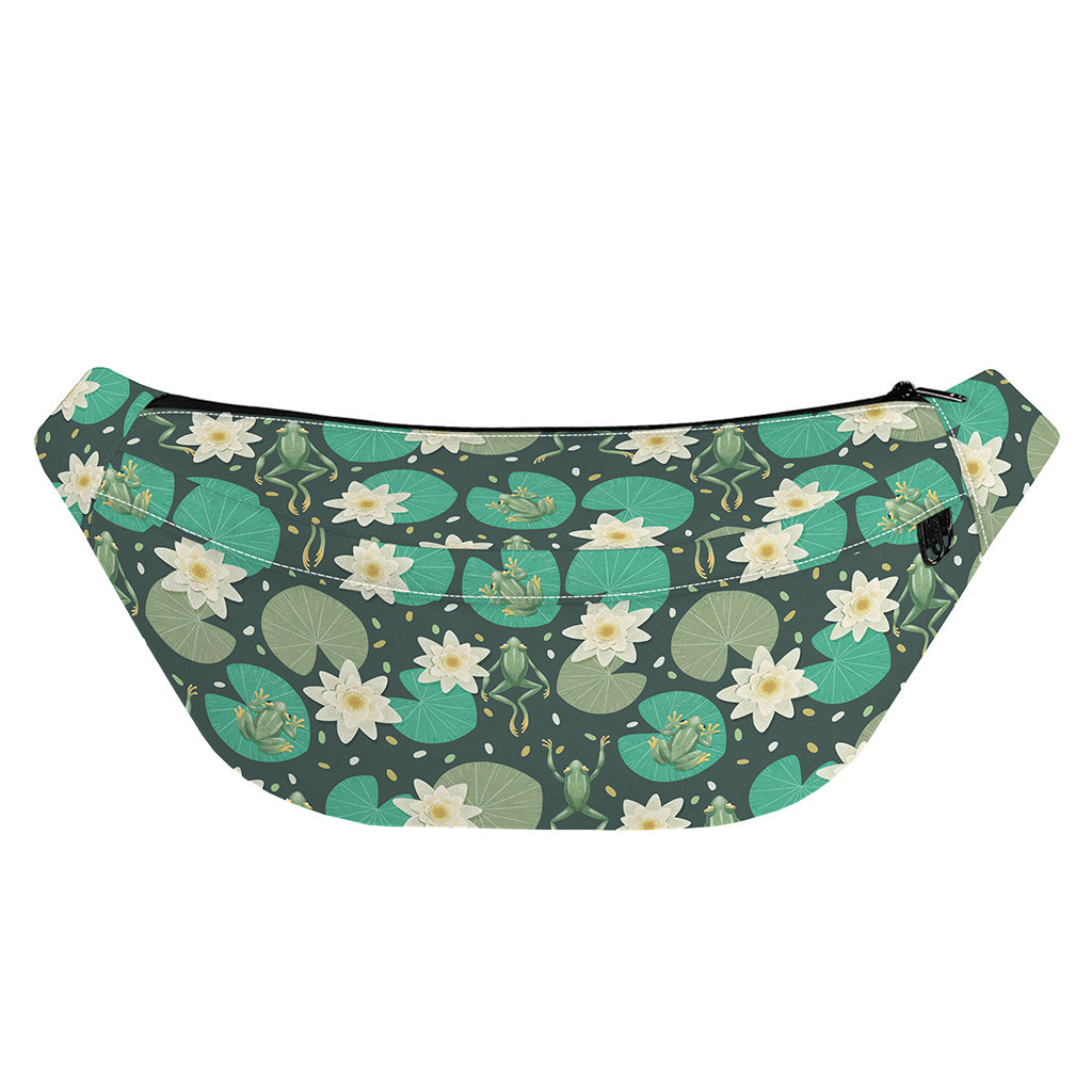 Frogs And Water Lilies Pattern Print Fanny Pack