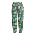 Frogs And Water Lilies Pattern Print Fleece Lined Knit Pants