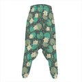 Frogs And Water Lilies Pattern Print Hammer Pants