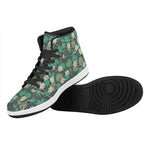 Frogs And Water Lilies Pattern Print High Top Leather Sneakers